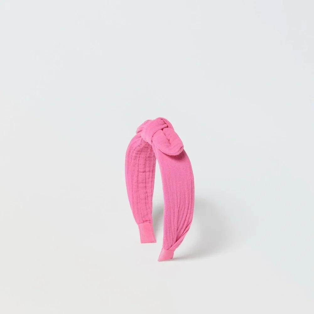Zara Pink Bow Headband Knotted Fabric Hair Accessory